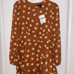 Forever 21 Rust and Cream Patterned Dress